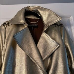 Kathy Ireland Women's Metallic Gold Trench Coat